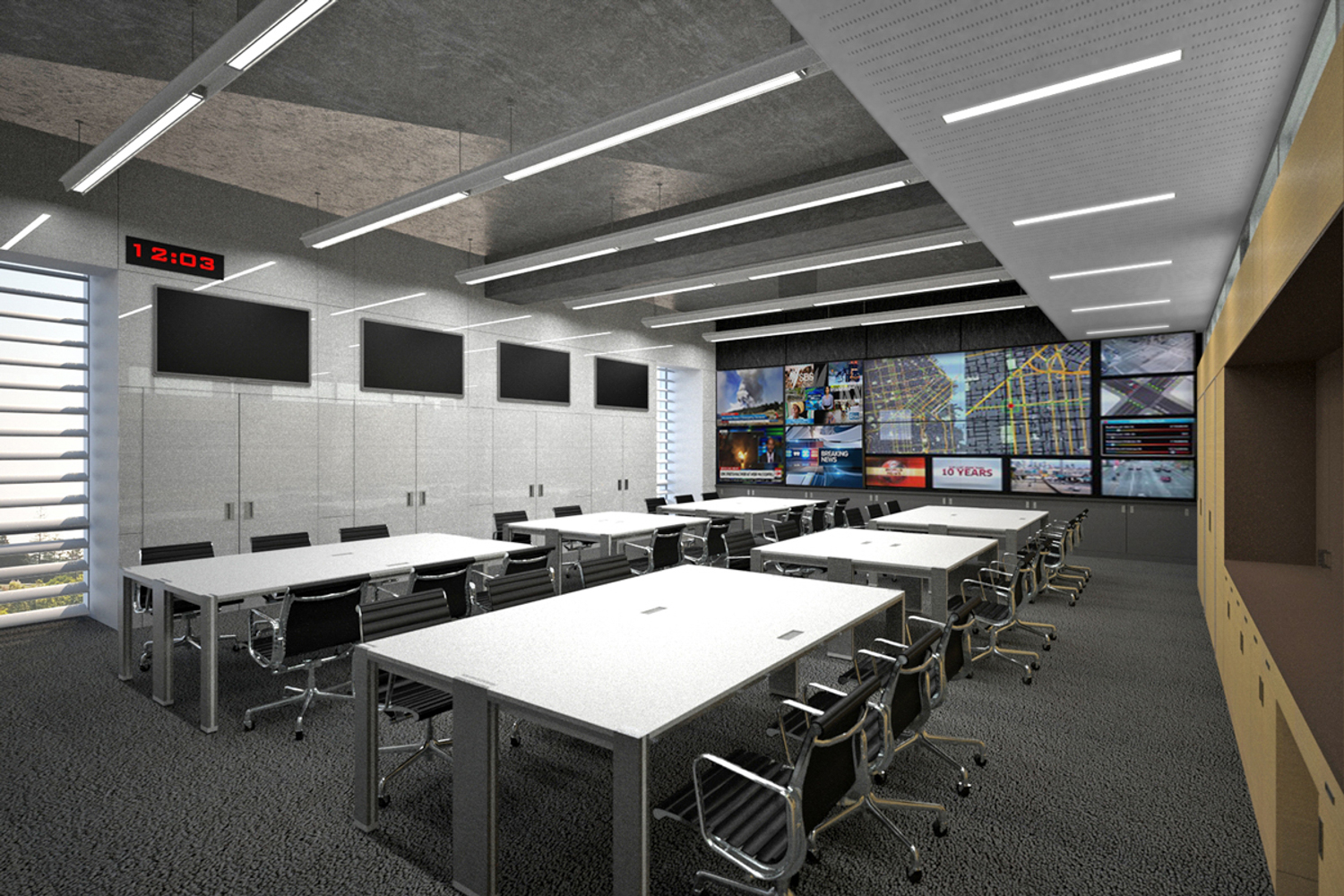 Palo Alto Public Safety Building office interior, rendering by Ross Drulis Cusenbery Architecture