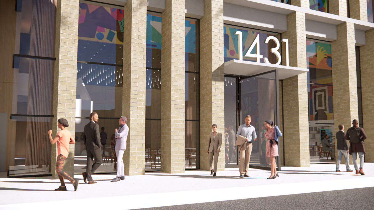 1431 Franklin Street office entrance, rendering by Large Architecture