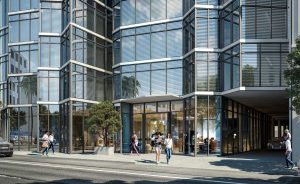 1431 Franklin Street residential entrance, rendering by LARGE Architecture