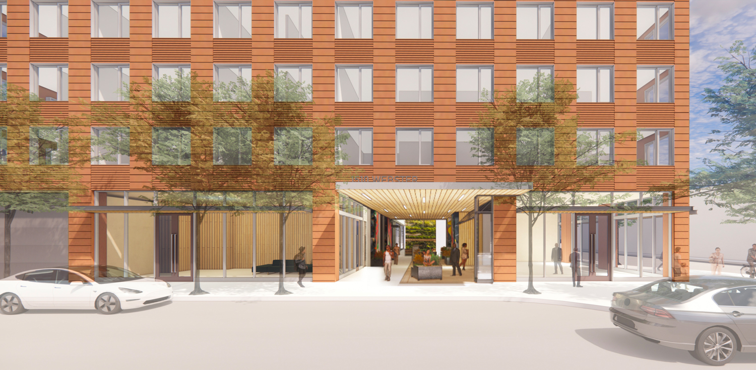 1510 Webster Street view of the entrance into the public plaza, rendering by oWOW Design