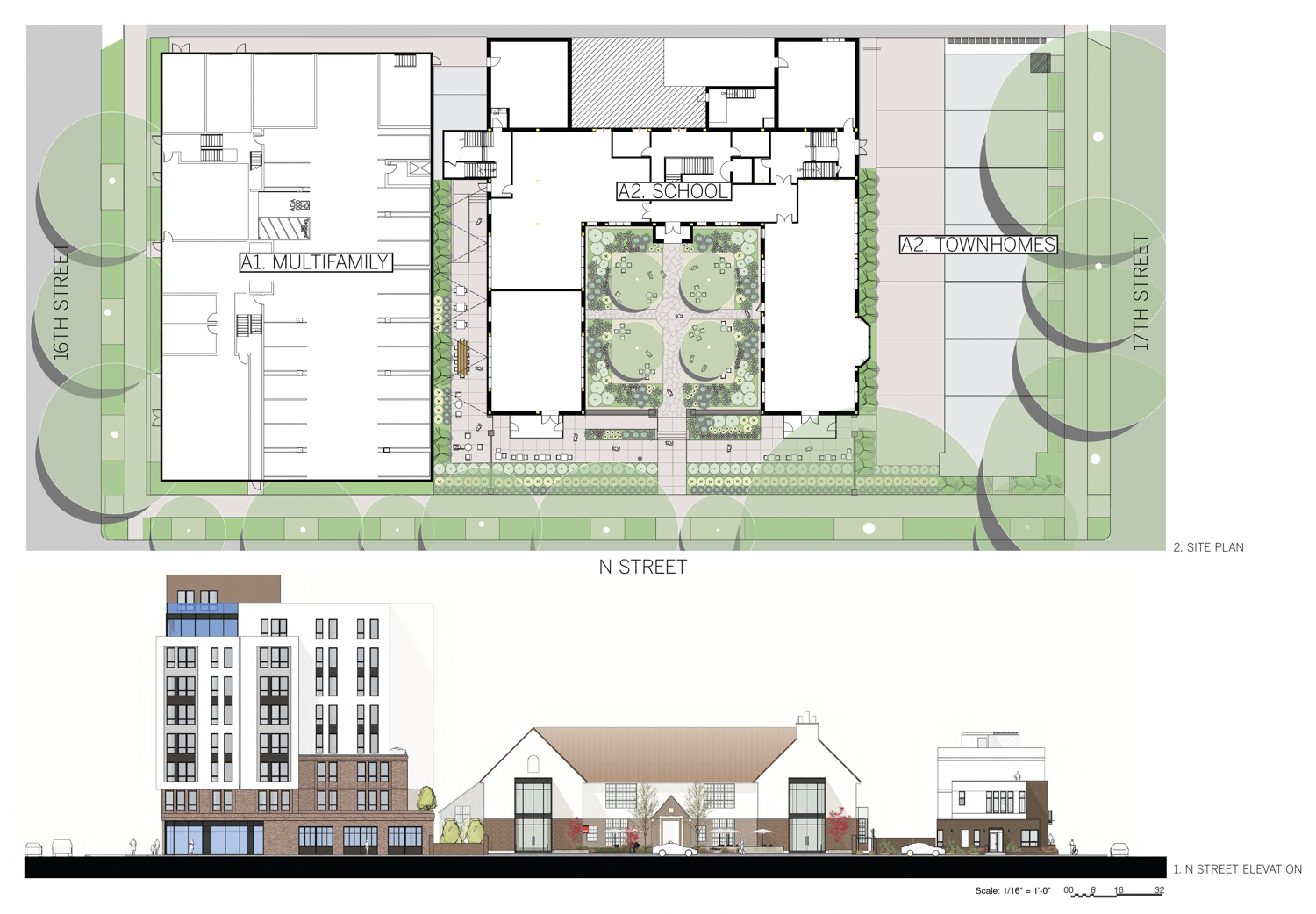 1619 N Street site map, rendering by Vrilakas Groen Architects