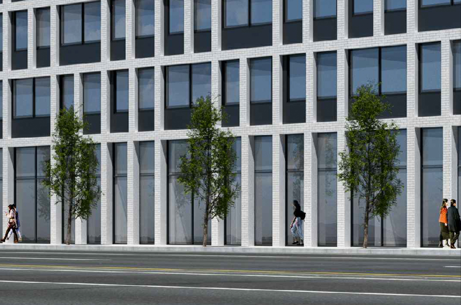 200-220 Alice Street sidewalk activity, rendering by Stanley Saitowitz | Natoma Architects