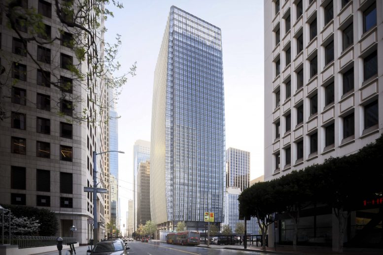 200 Mission Street hyper-realistic view, rendering courtesy Hines, design by Pickard Chilton