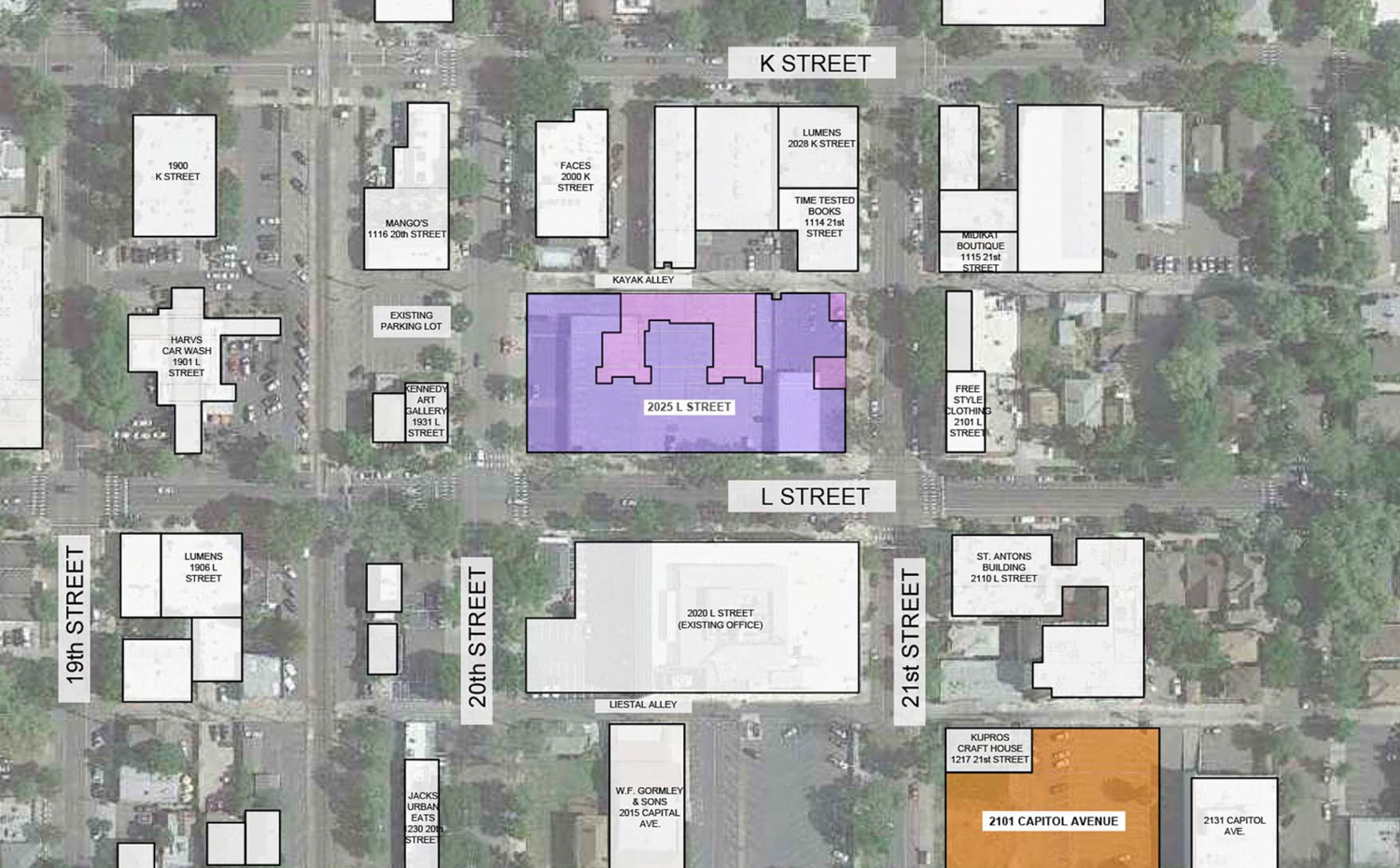 2025 L Street and 2101 Capitol Avenue, map by LPAS Architecture and Design circa 2014