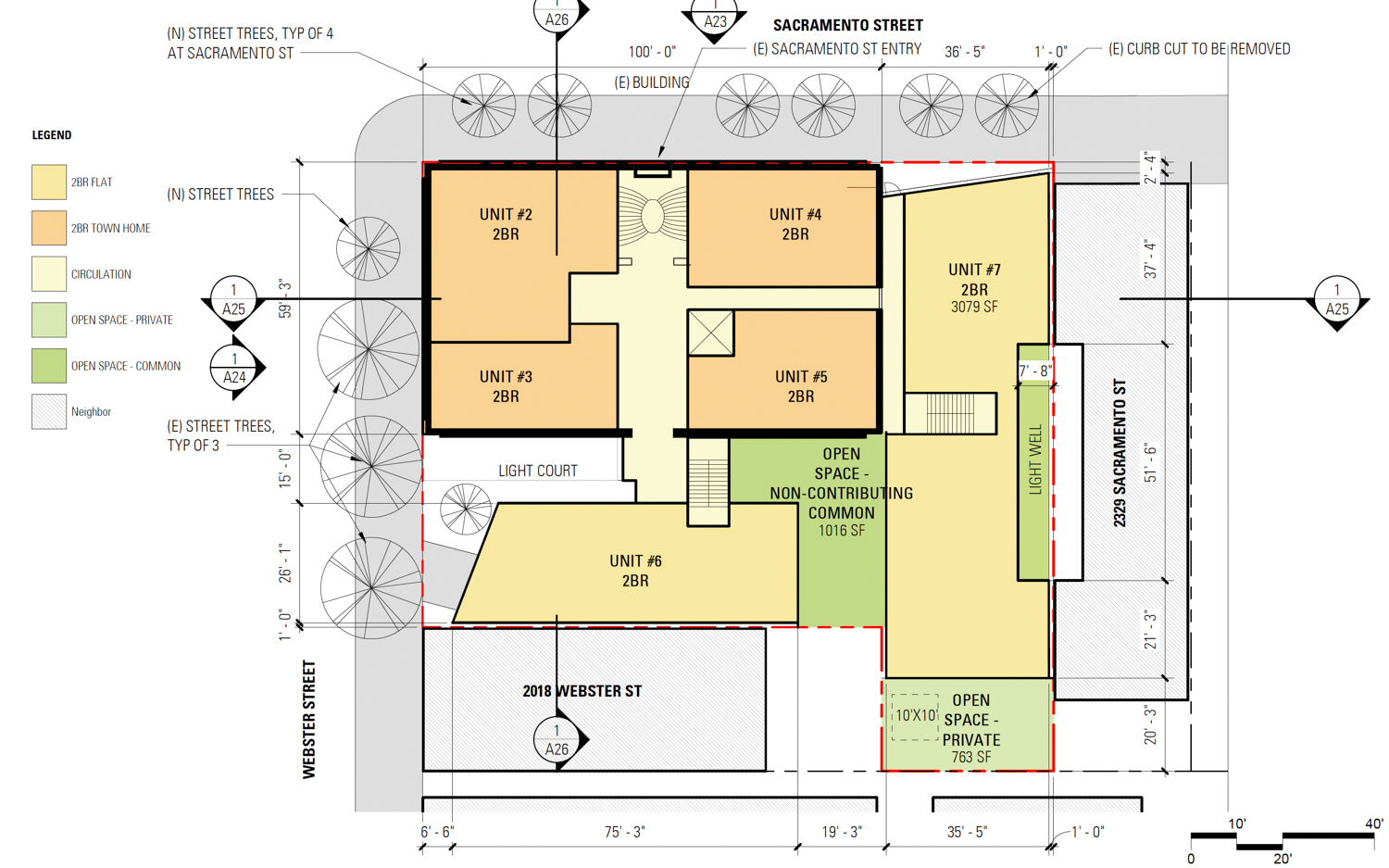 2040 Webster Street ground-level floor plan, illustration by BAR Architects