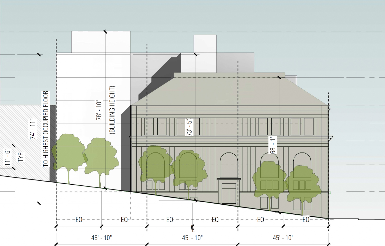 2040 Webster Street proposed north elevation, illustration by BAR Architects