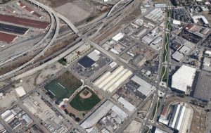 2121 Wood Street aerial view, rendering by David Baker Architects
