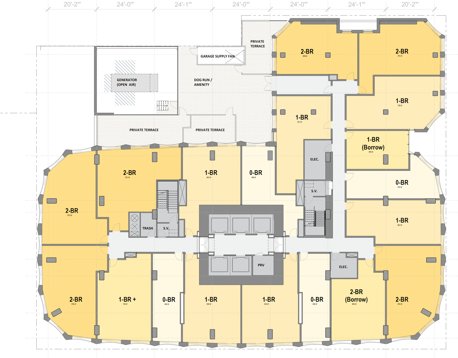 395 3rd Street residential floor plan in the podium, rendering by Henning Larsen