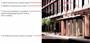 55 Zoe Street facade material breakdown, rendering by SOM