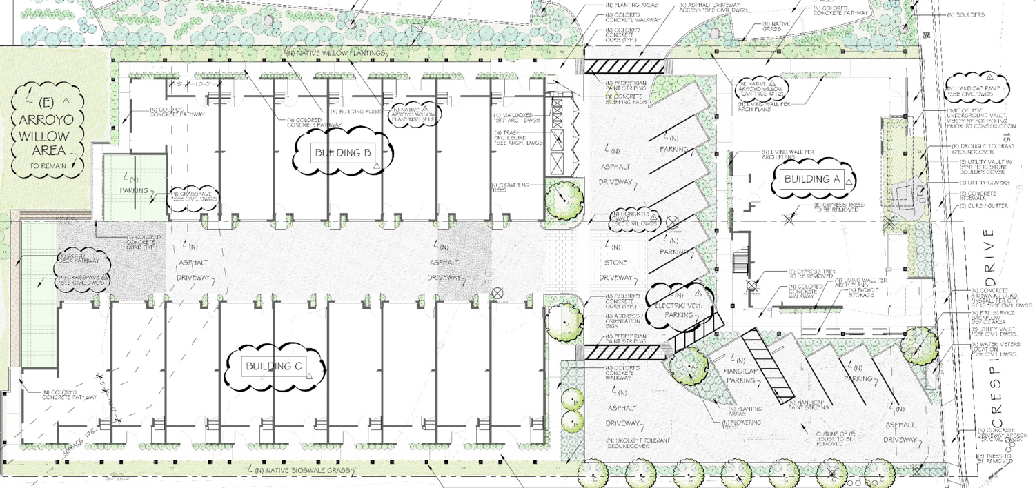 570 Crespi Drive, site map by Michael Callan Landscape Architect