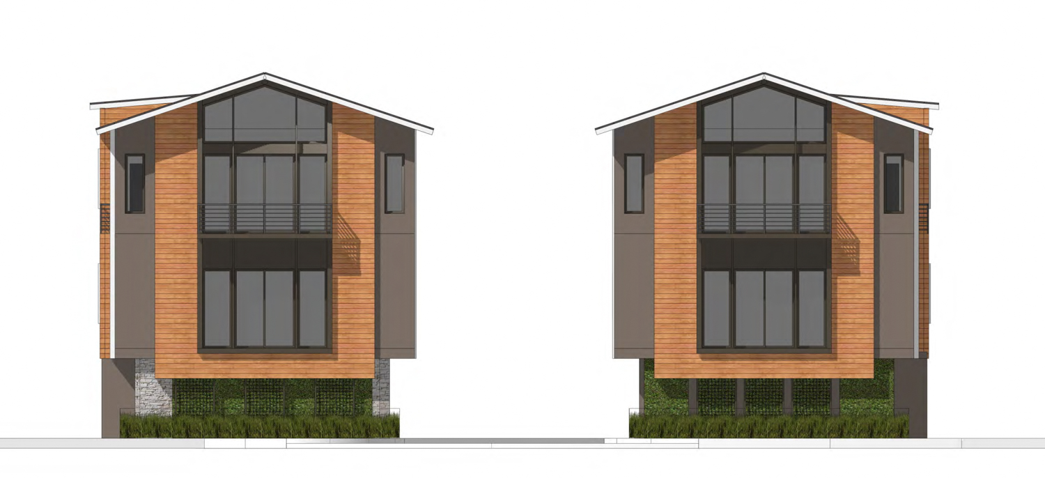 889 Moraga Road facade elevations, rendering by Form4 Architecture
