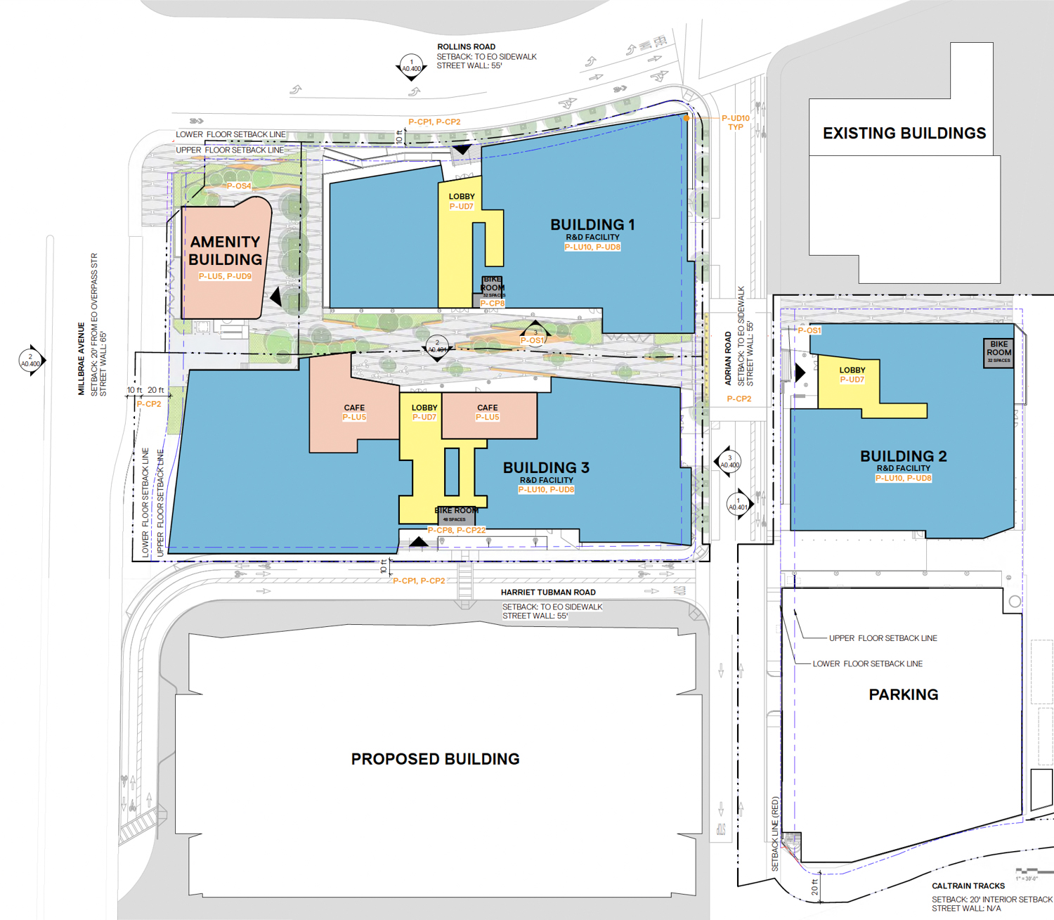 ACLS Millbrae Campus site map, illustration by WRNS Studio