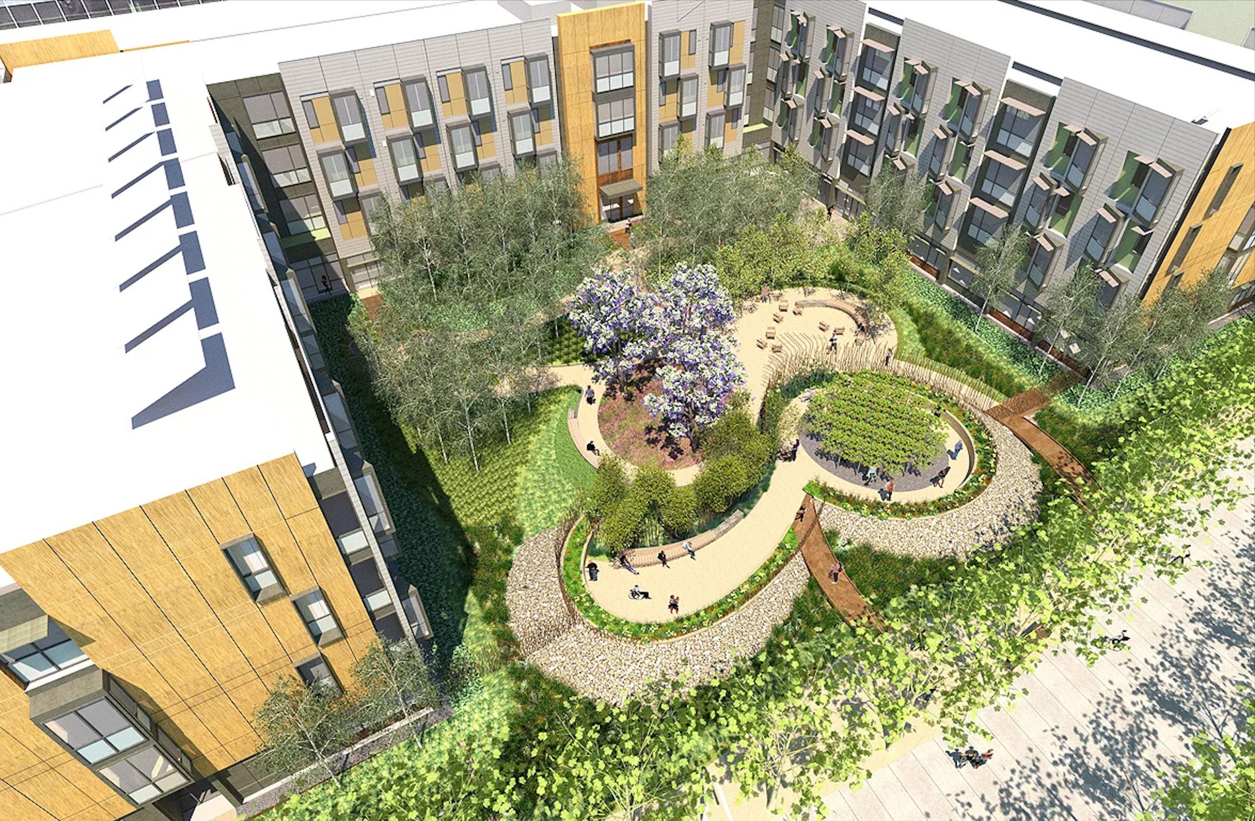 Mission Bay Block 9 inner-block courtyard, rendering courtesy TS Studio