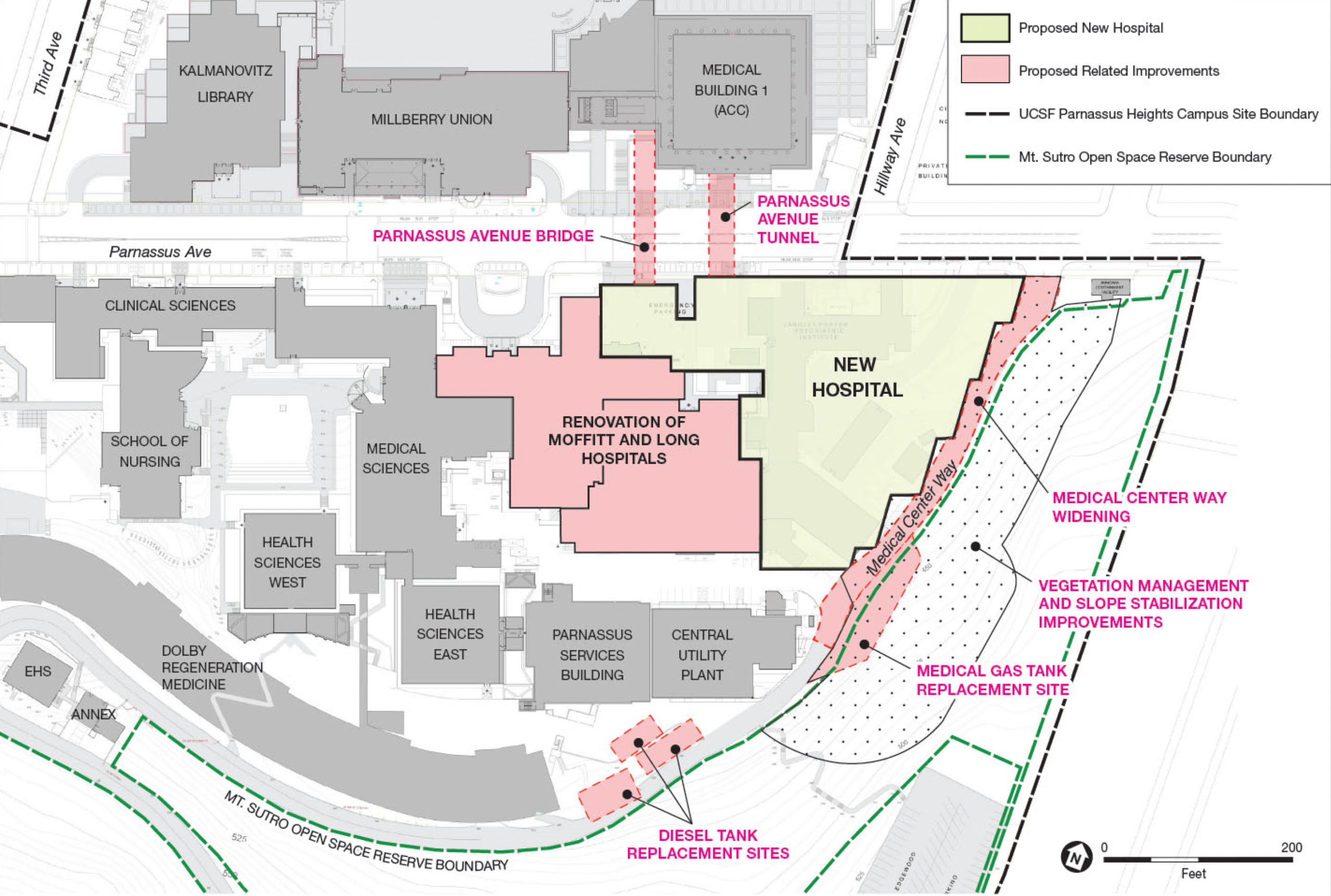 New Parnassus Hospital site map, image courtesy UCSF