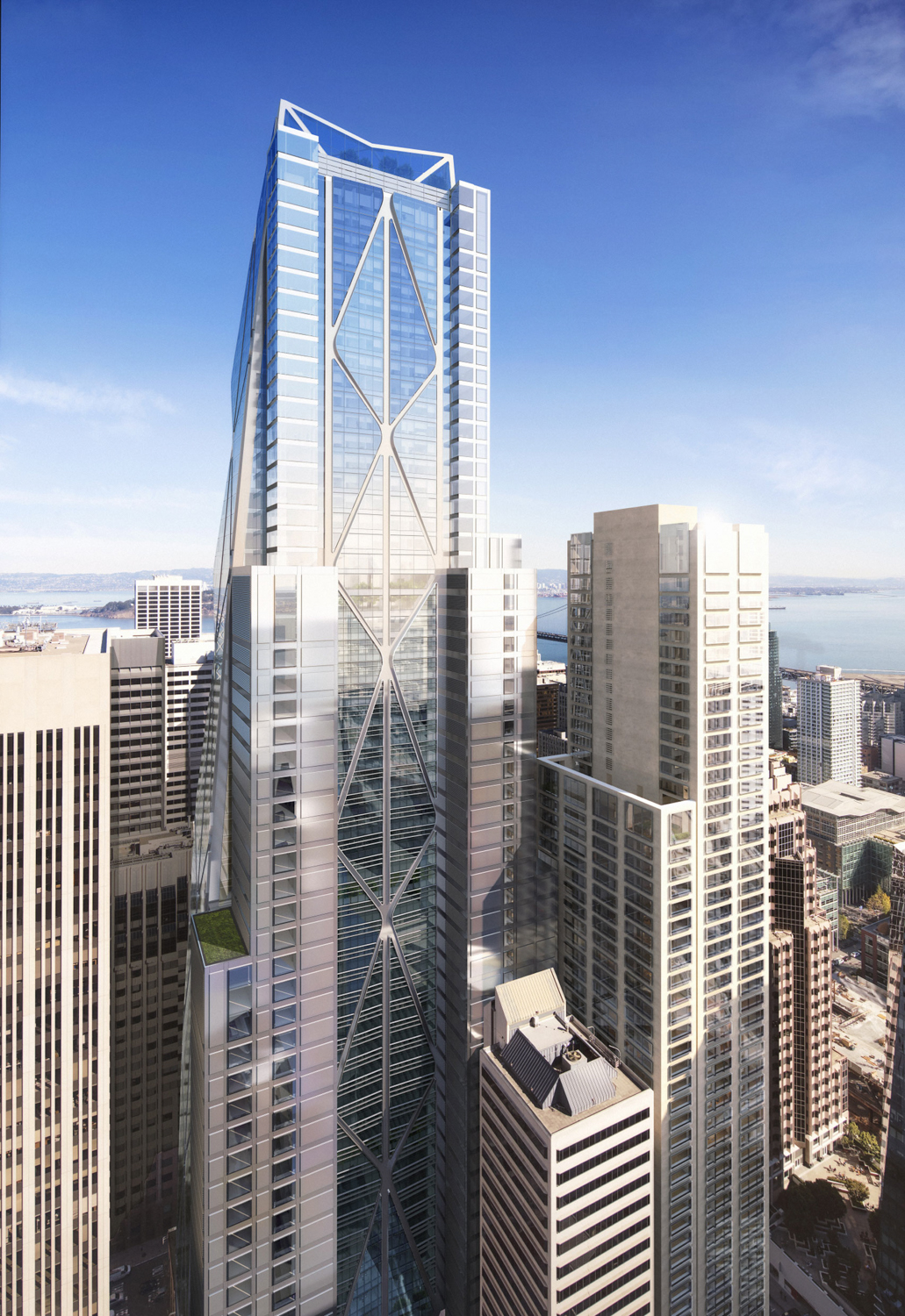 Oceanwide Center western elevation, rendering of design by Foster and Partners
