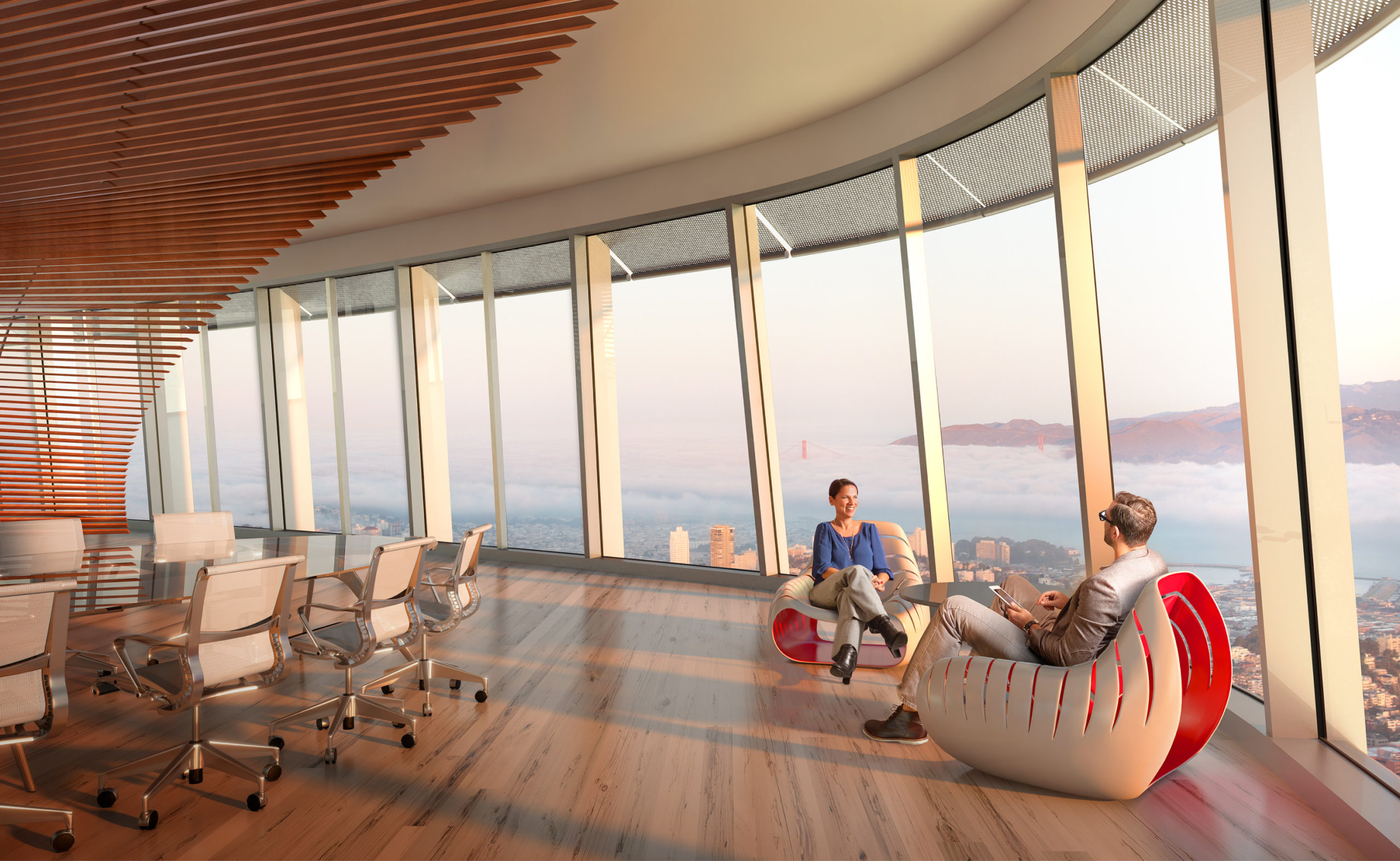 Salesforce Tower office interior, rendering courtesy Hines