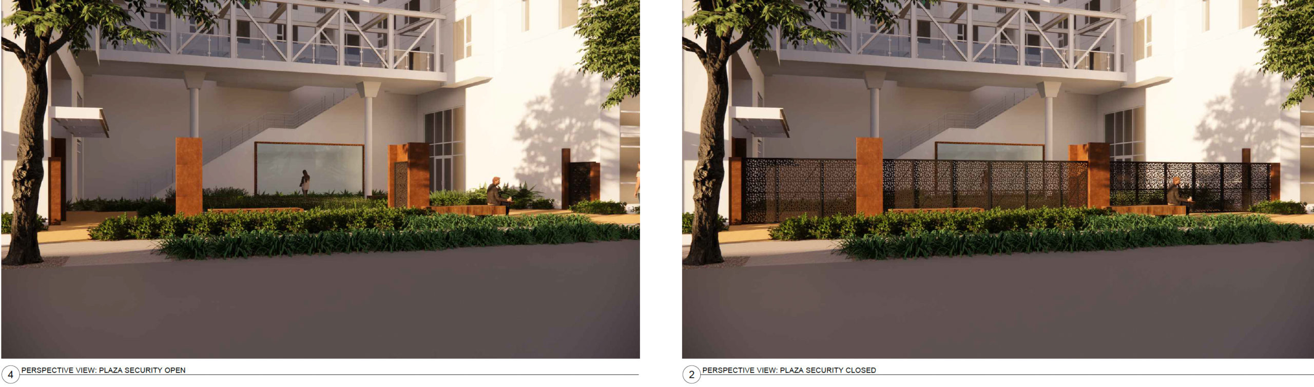 1 Adrian Court plaza gates, rendering by Seidel Architects