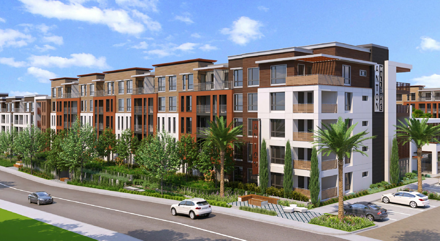 1100 El Camino Real aerial view, rendering by KTGY Group