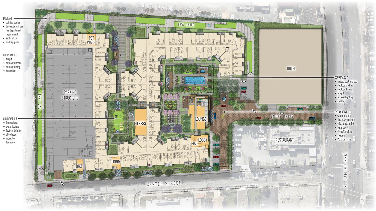1100 El Camino Real floor plans, site map by KTGY Group