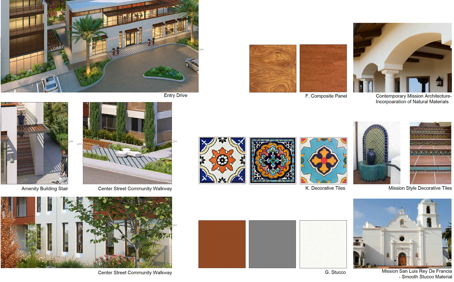 1100 El Camino Real mission architecture design influence, collage by KTGY Group