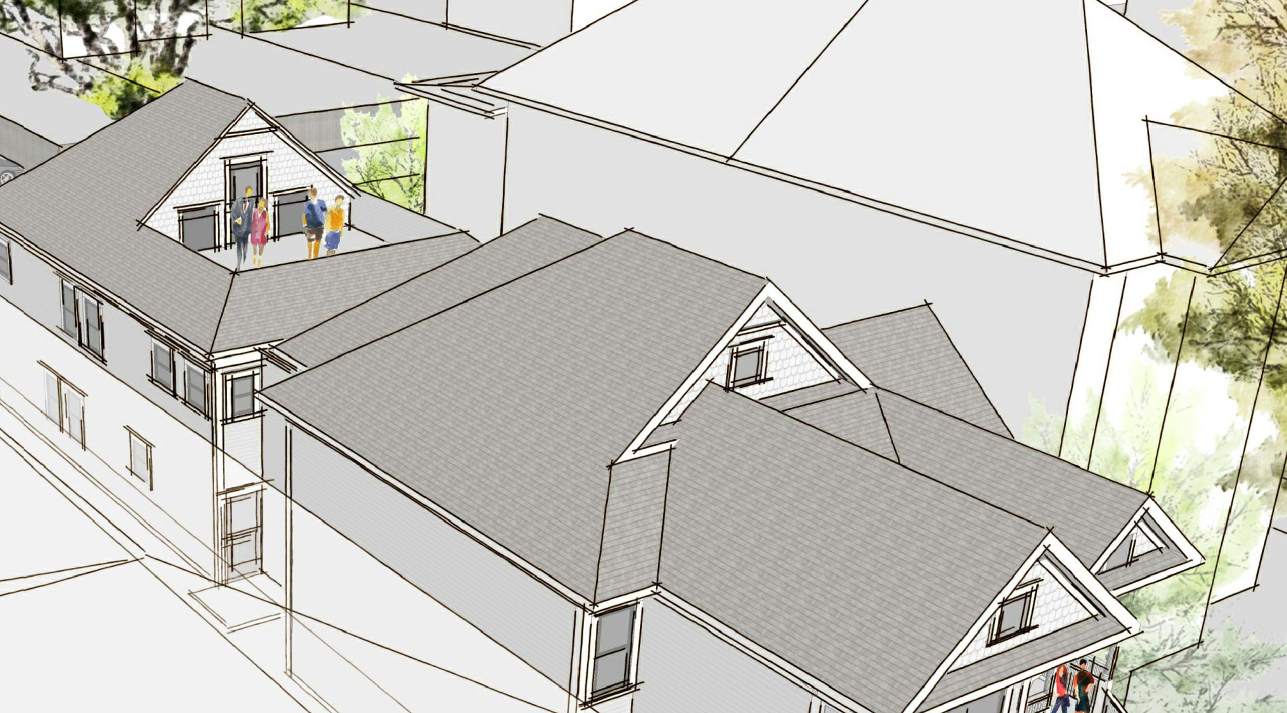 1323 Democracy Alley roof deck, rendering by Hausman Architecture