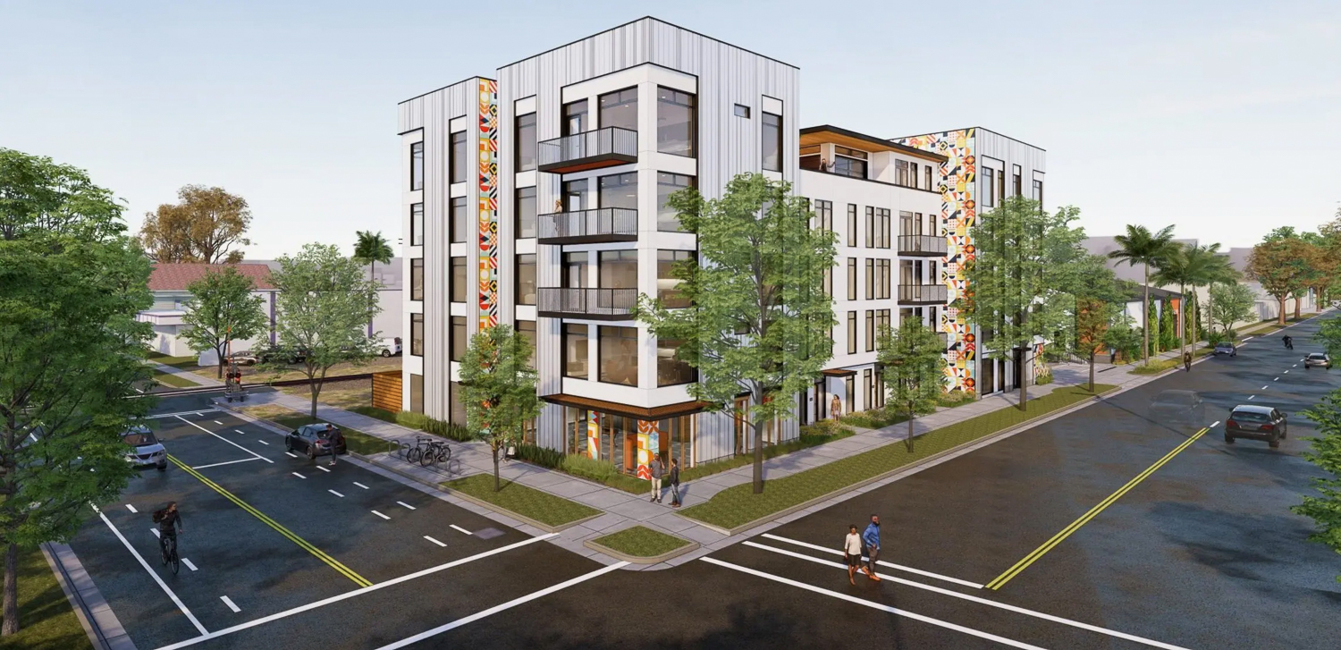 20th Place Project at 1925 F Street aerial perspective, rendering by C2K Architecture