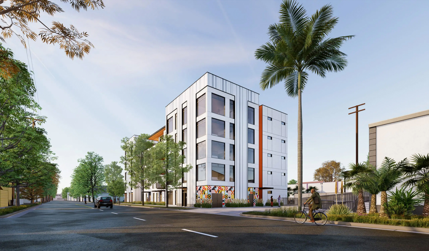 20th Place Project at 1925 F Street seen from Eggplant Alley, rendering by C2K Architecture