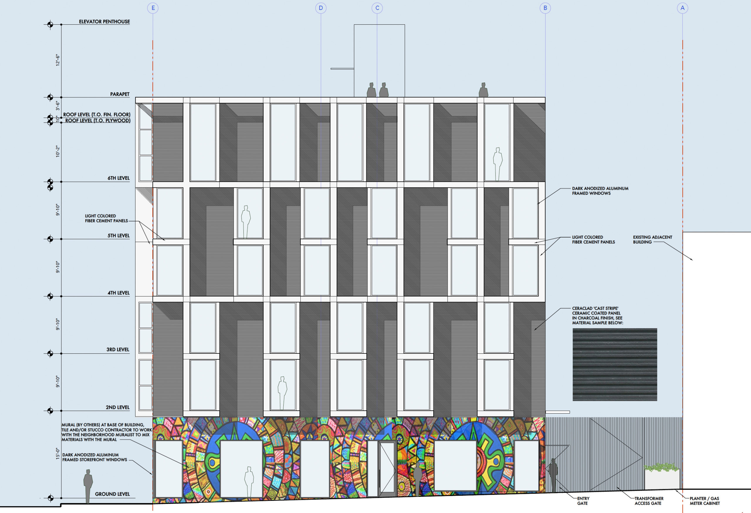 2100 Mission Street 17th Street facade elevation, rendering by Leavitt Architecture