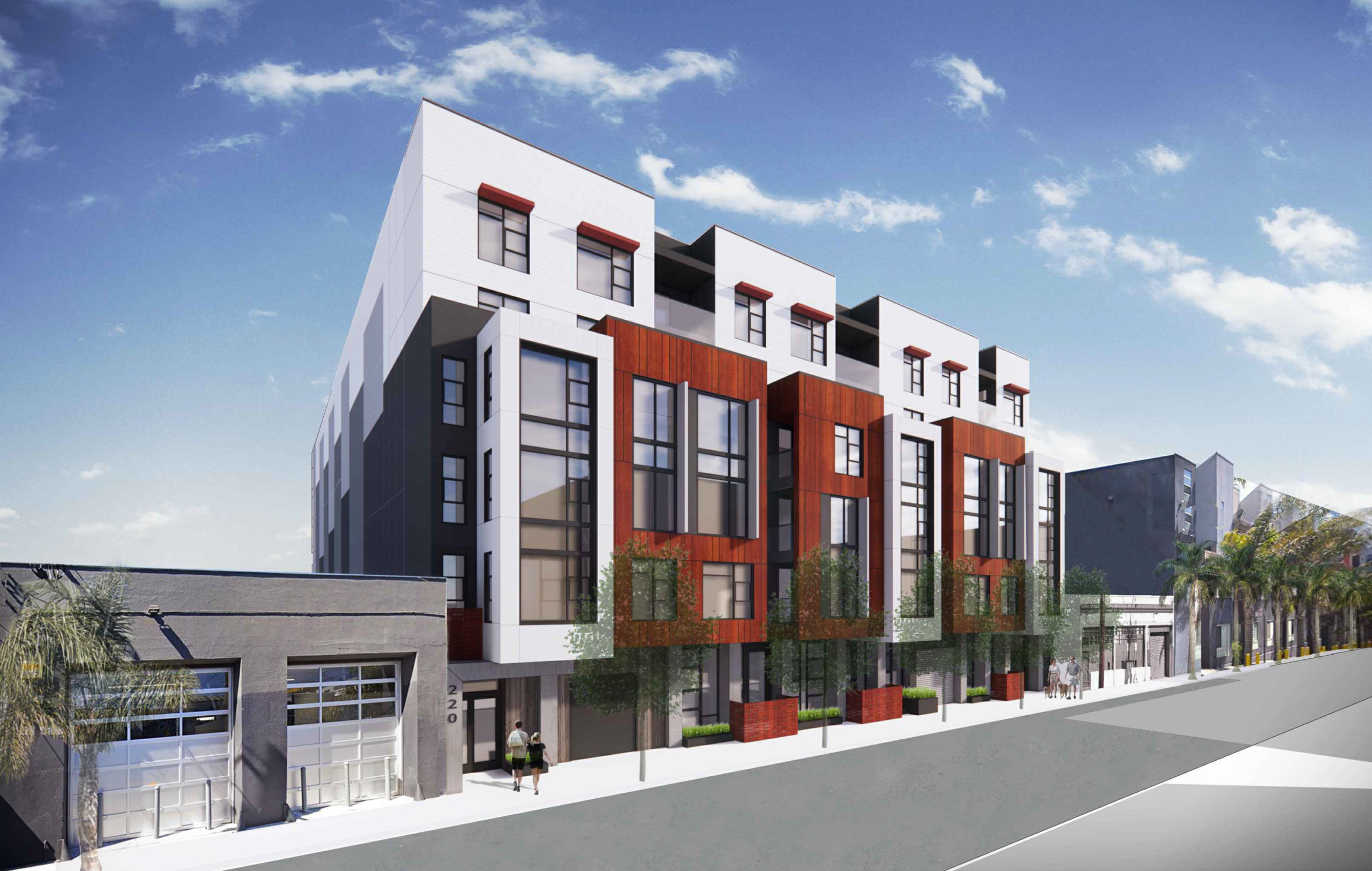220 9th Street facade along Dore Street, rendering by Levy Design Partners