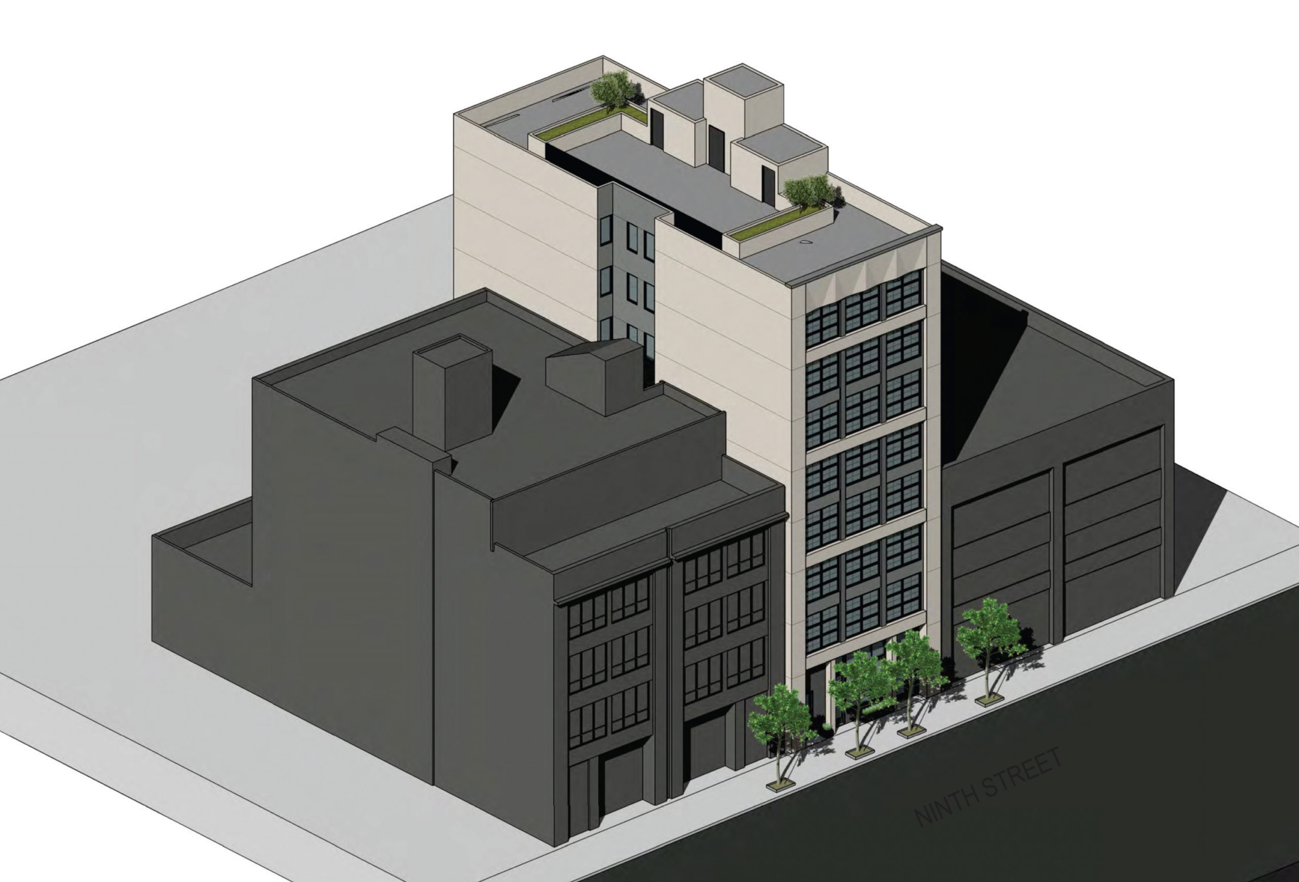 244 9th Street aerial view, rendering by SIA Consulting