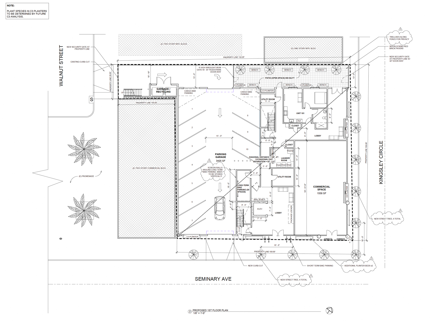 2611 Seminary Avenue ground-level floor plan, rendering by Giovani Rodriguez
