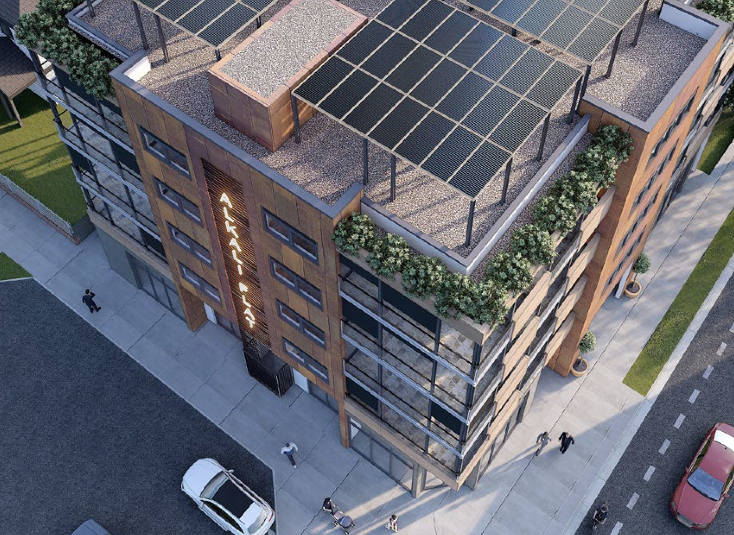 330 12th Street aerial view, rendering courtesy Turton Commercial Real Estate