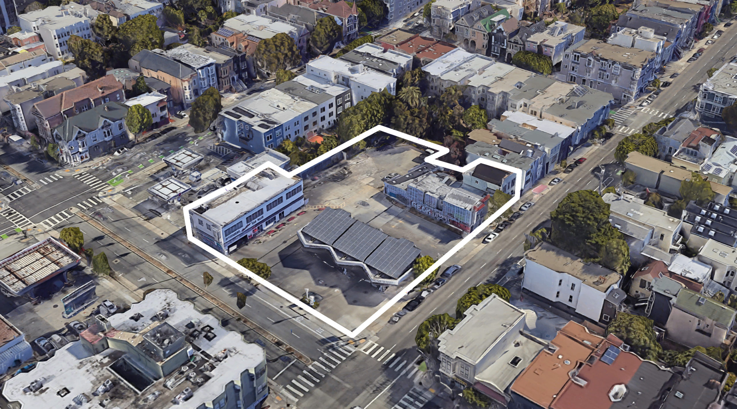 400 Divisadero Street aerial view, image via Google Satellite