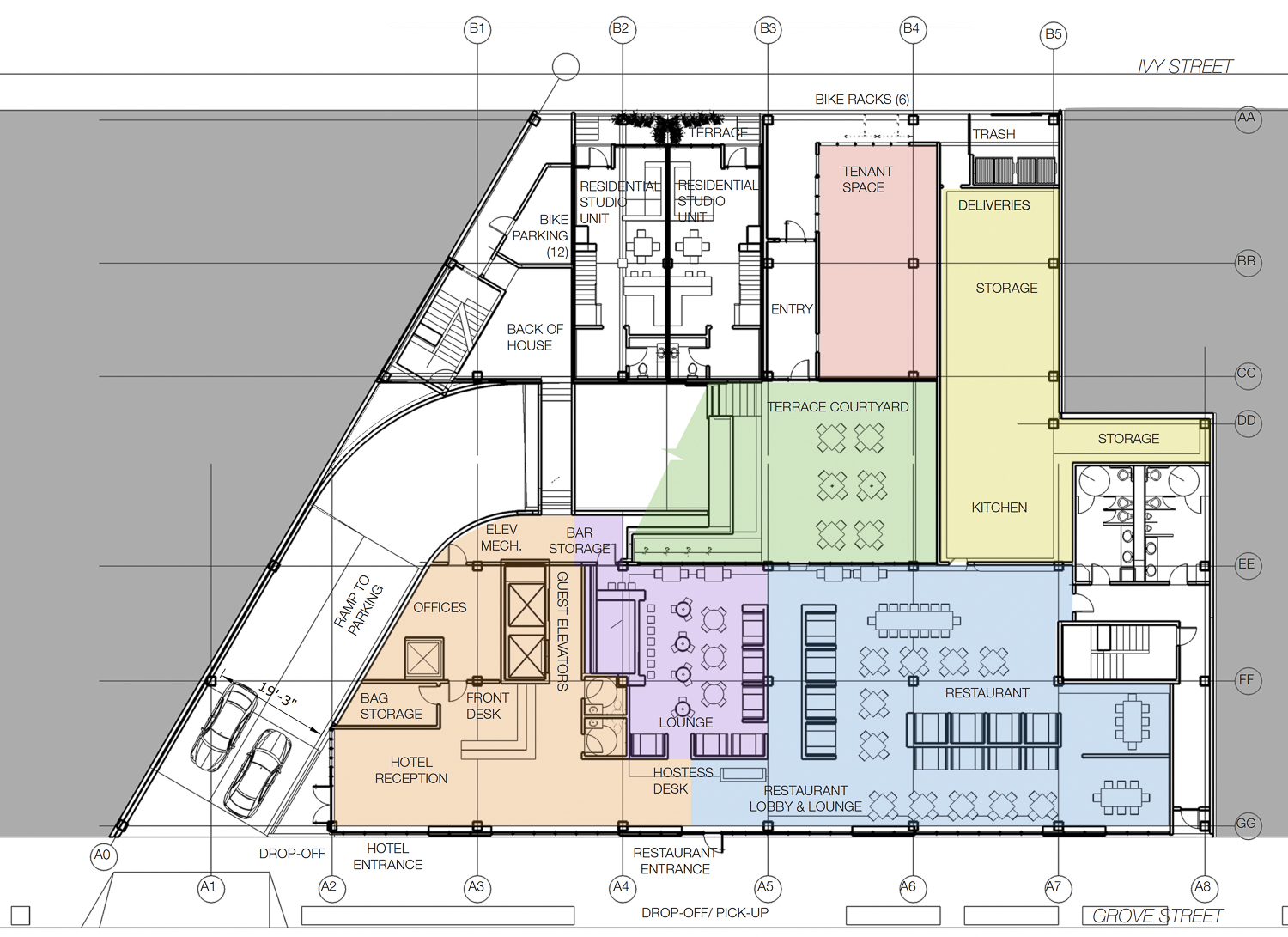 465 Grove Street ground-level floor plan, image by NC2 Studio