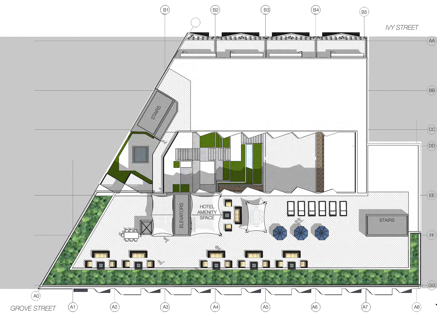 465 Grove Street rooftop floor plan, image by NC2 Studio
