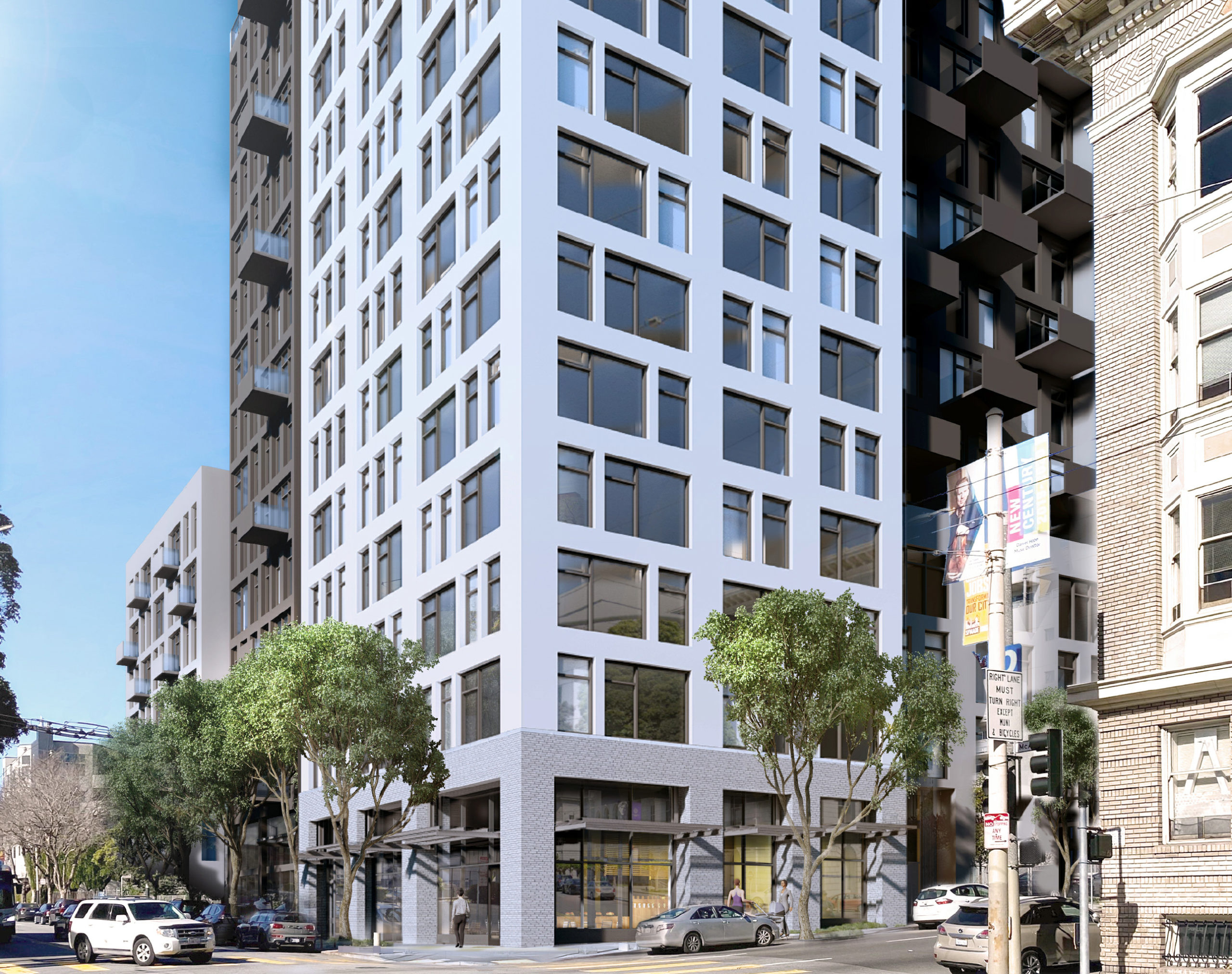 600 McAllister Street at Franklin and McAllister, rendering by David Baker Architects