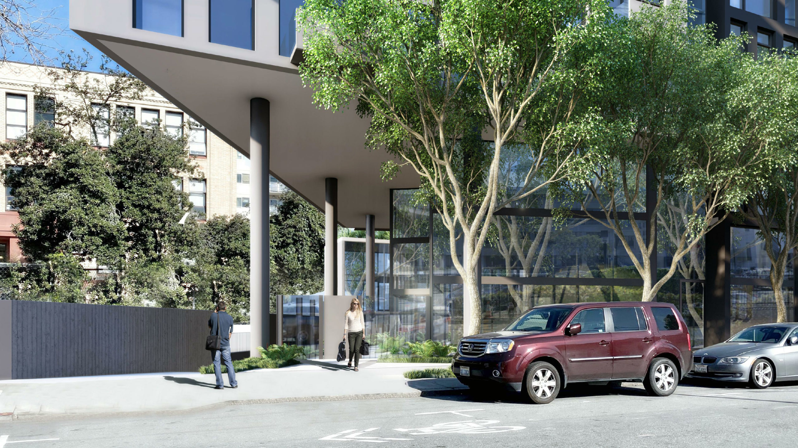 600 McAllister Street residential entry, rendering by David Baker Architects