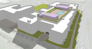 6201 Bollinger Canyon aerial view from northeast, massing by MVE + Partners