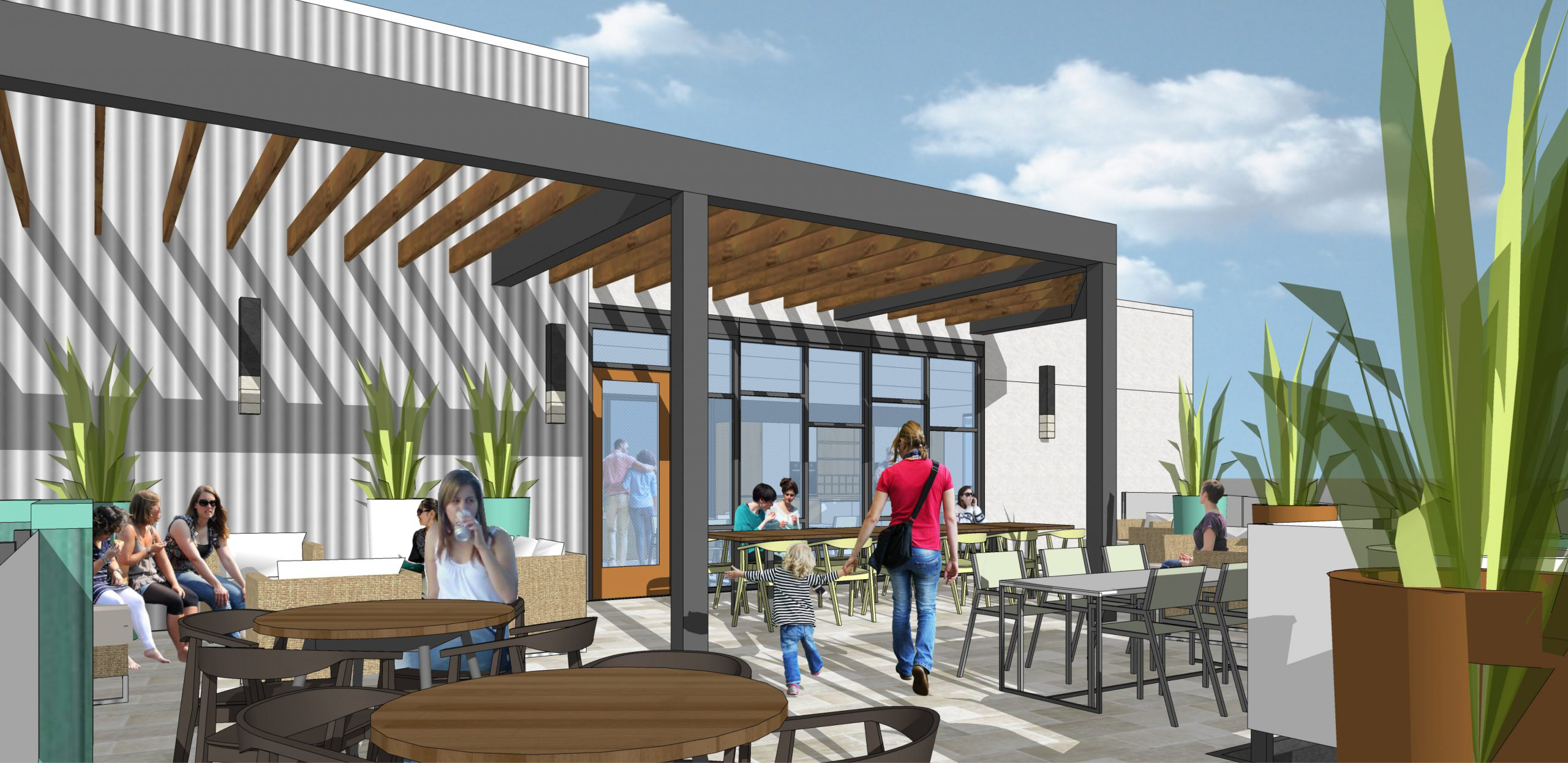 750 West San Carlos rooftop terrace, rendering via SGPA Architecture and Planning