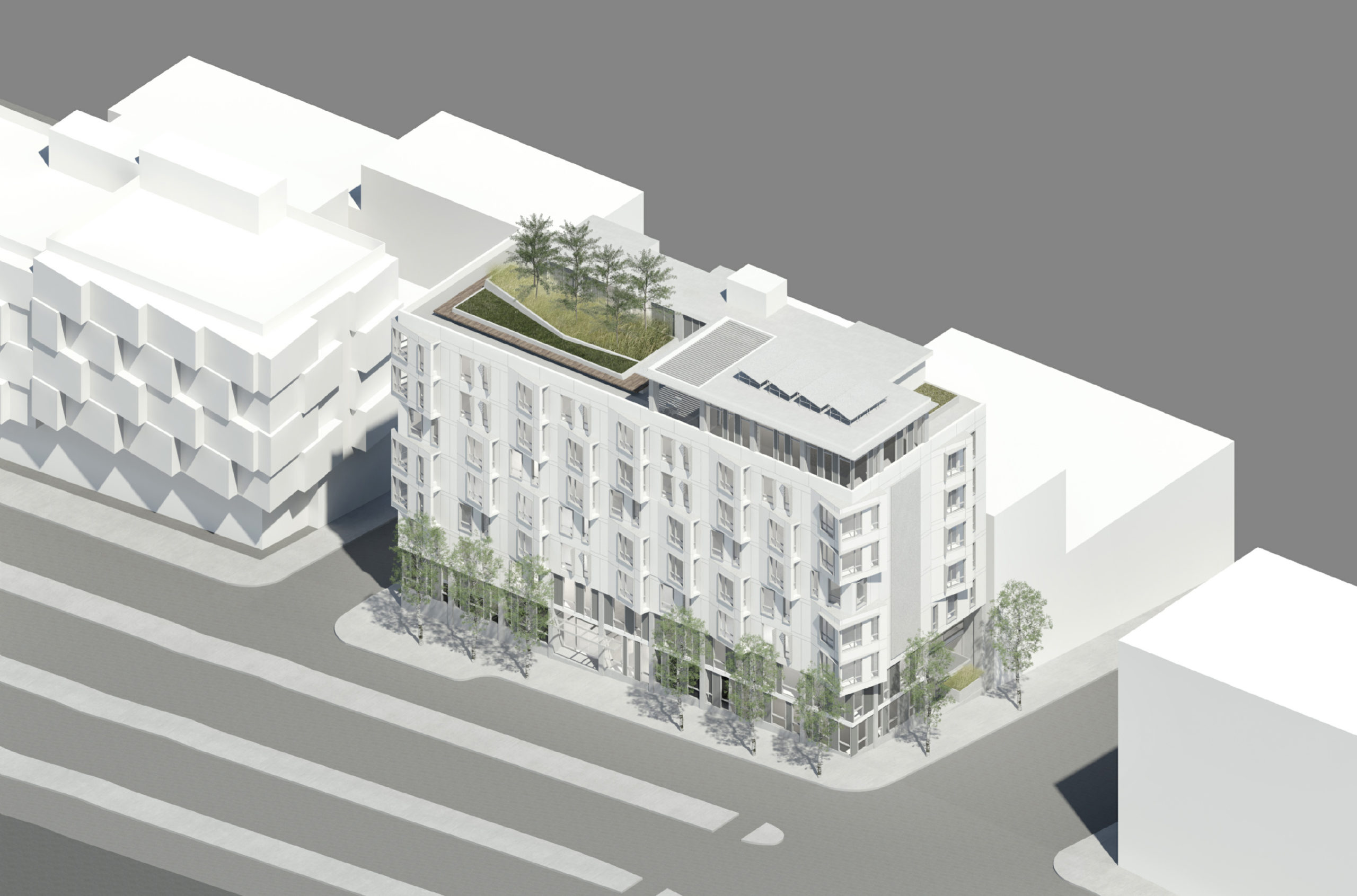 78 Haight Street axon aerial view, rendering by Paulett Taggart Architects