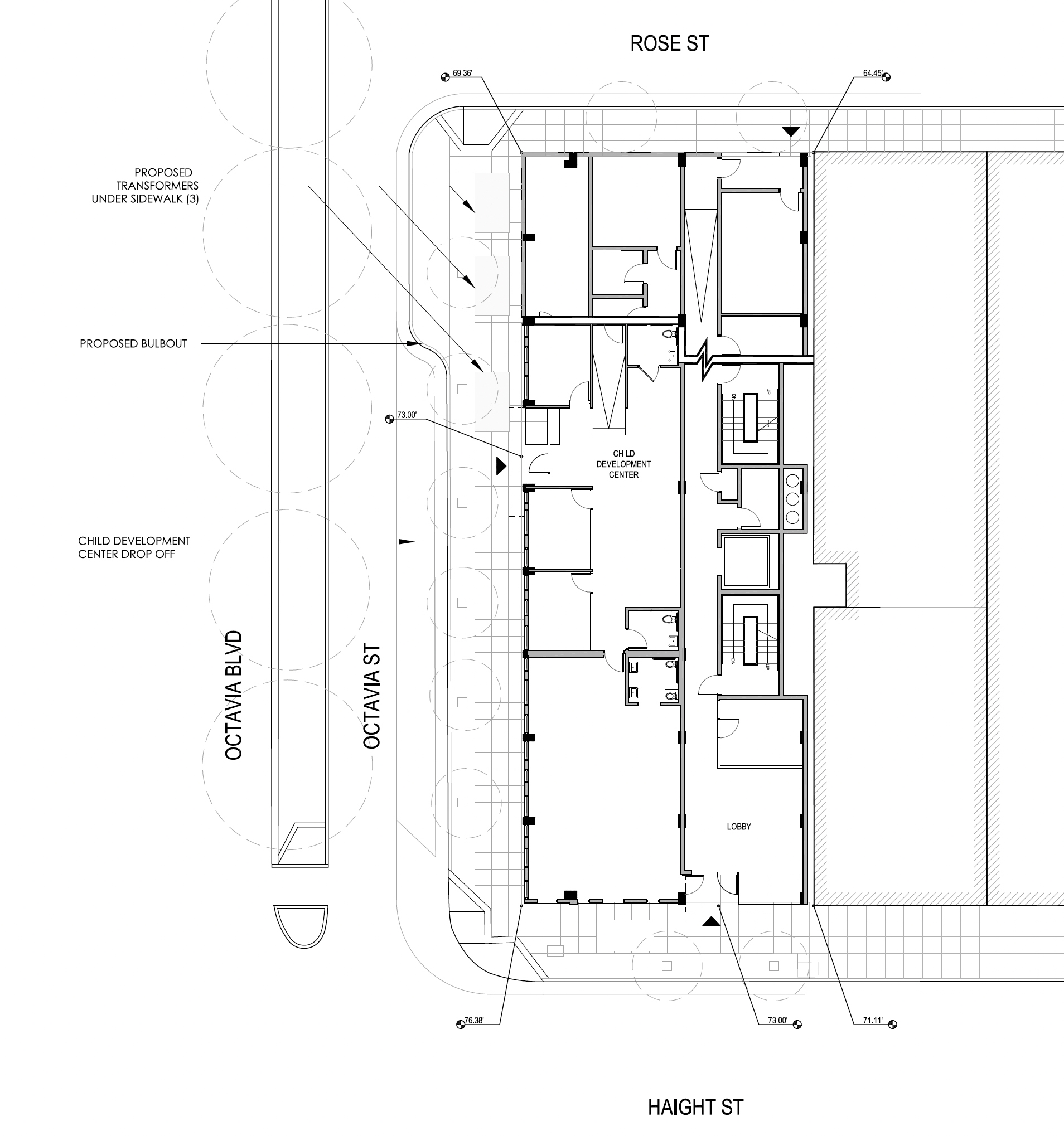 78 Haight Street ground-level floor plan, illustration by Paulett Taggart Architects