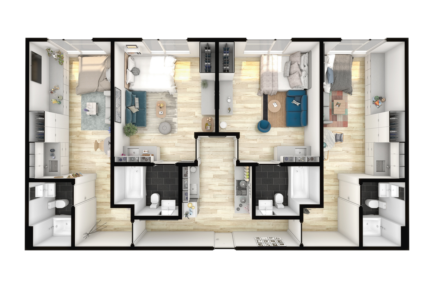 820 West MacArthur Boulevard four bedroom efficiency units floor plan, rendering by Levy Design Partners via Riaz Capital