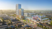 Mandela Station aerial view highlighting T1 Tower, rendering by JRDV Urban International