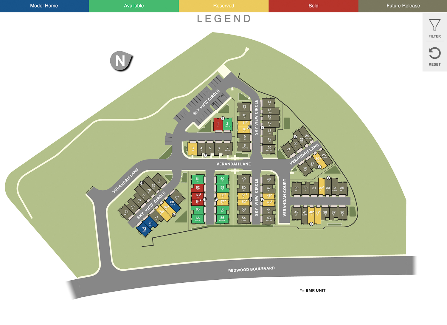 Verandah at Valley Oaks map, legend courtesy Landsea Homes