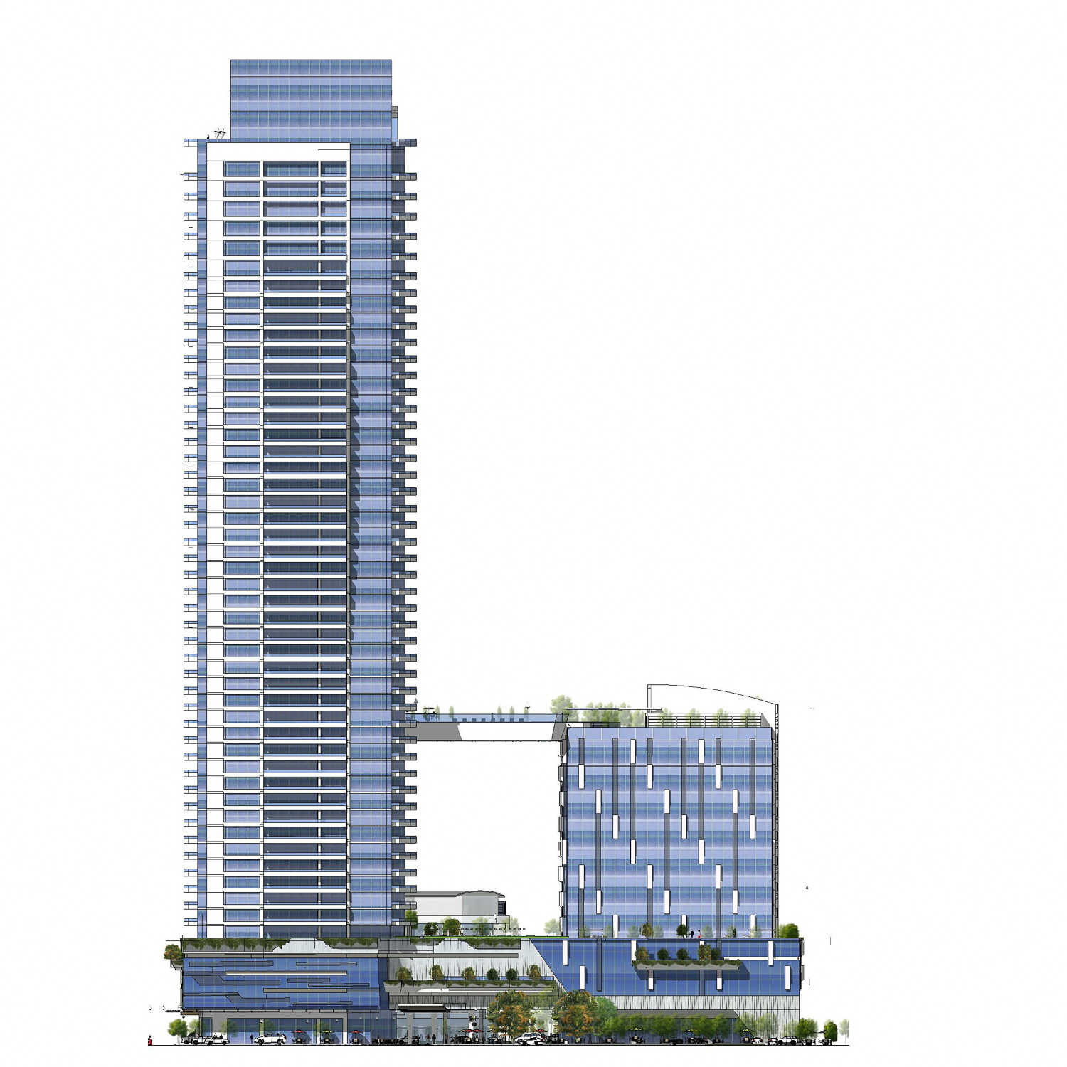 Withdrawn plans for 5801-5861 Christie Avenue east elevation, design by IBI Group