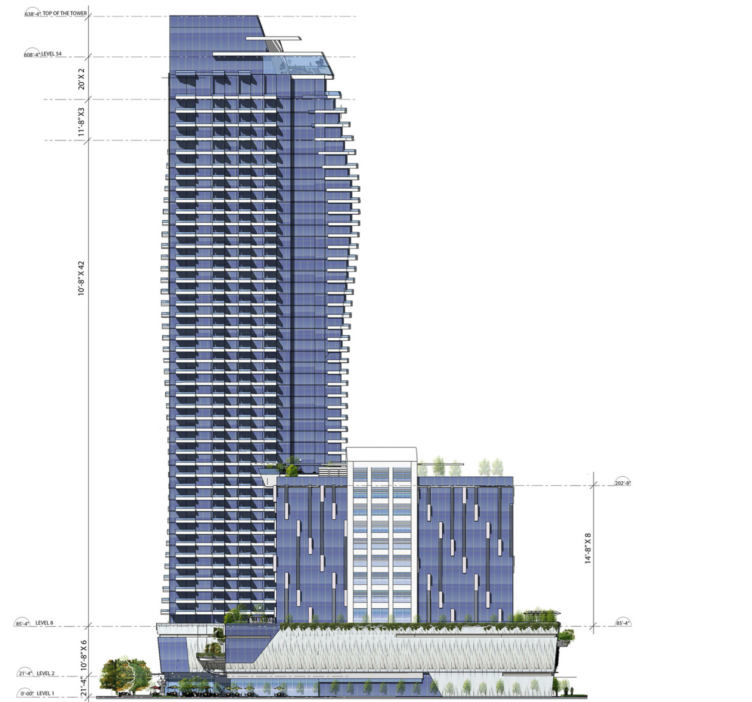 Withdrawn plans for 5801-5861 Christie Avenue facade elevation, rendering by IBI Group
