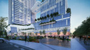 Withdrawn plans for 5801-5861 Christie Avenue main plaza, rendering by IBI Group