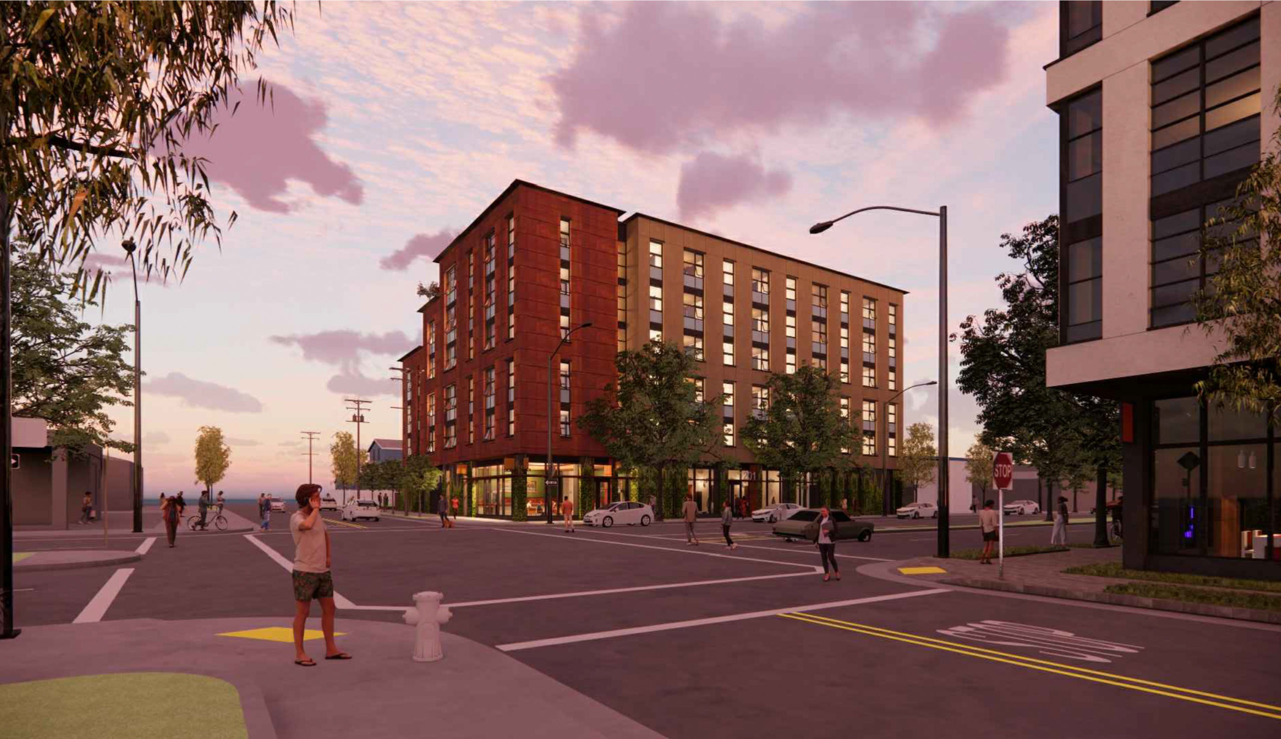 1201 San Pablo Avenue looking east, rendering by Trachtenberg Architects