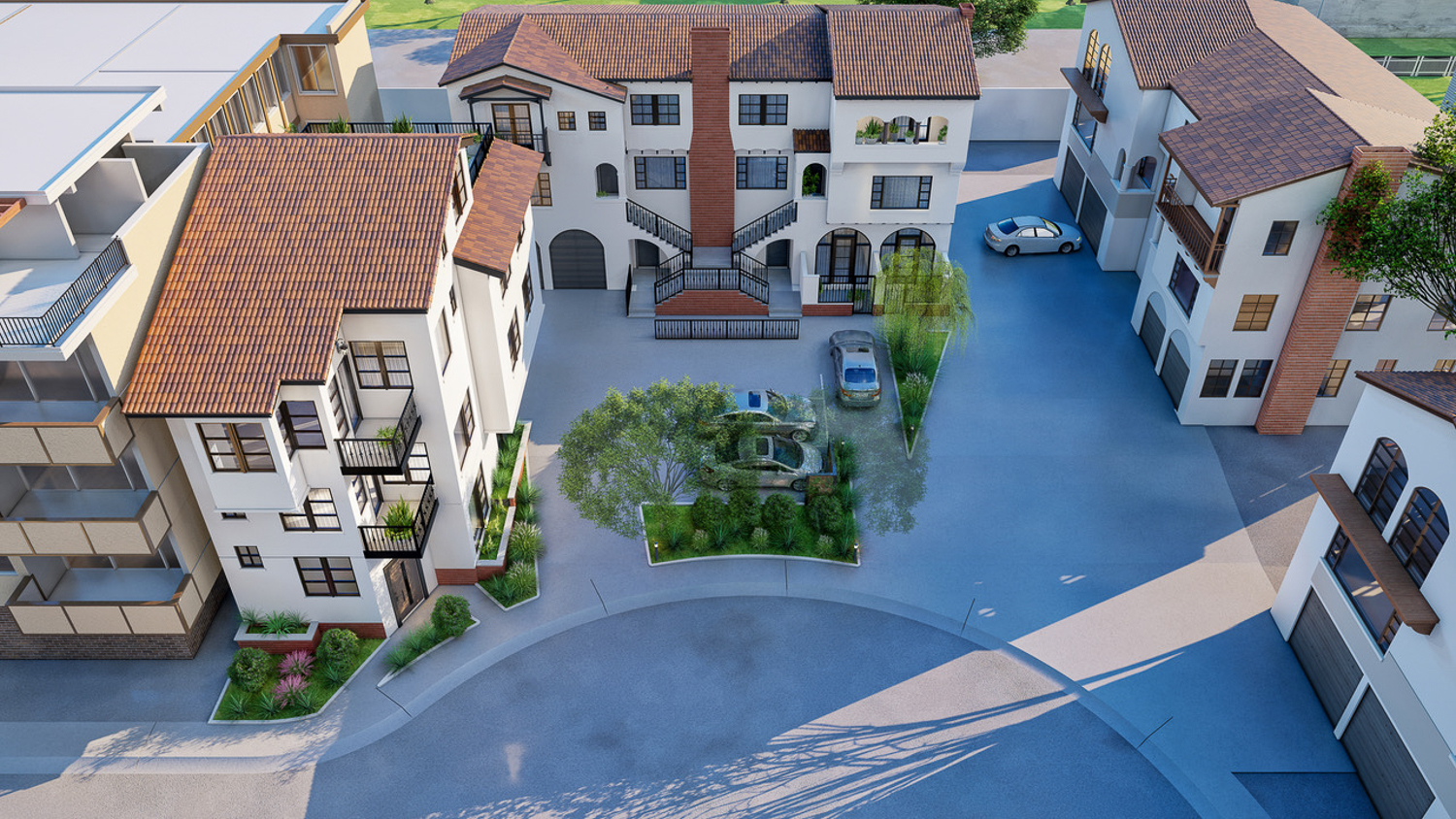 23-31 Excelsior Court aerial perspective, rendering courtesy Harvey Architecture