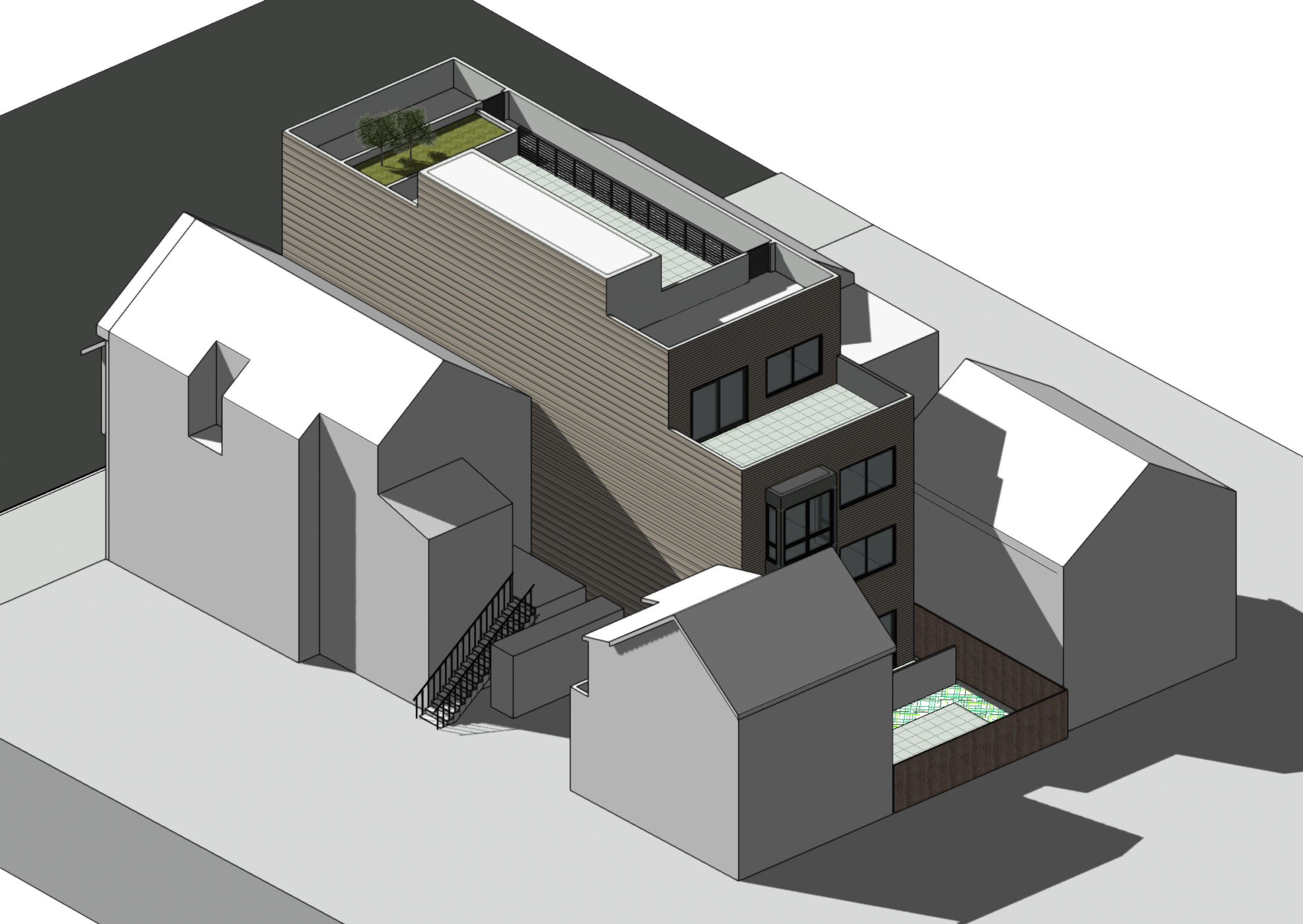 2420-2424 Clement Street aerial view of the lot's rear, illustration by SIA Consulting